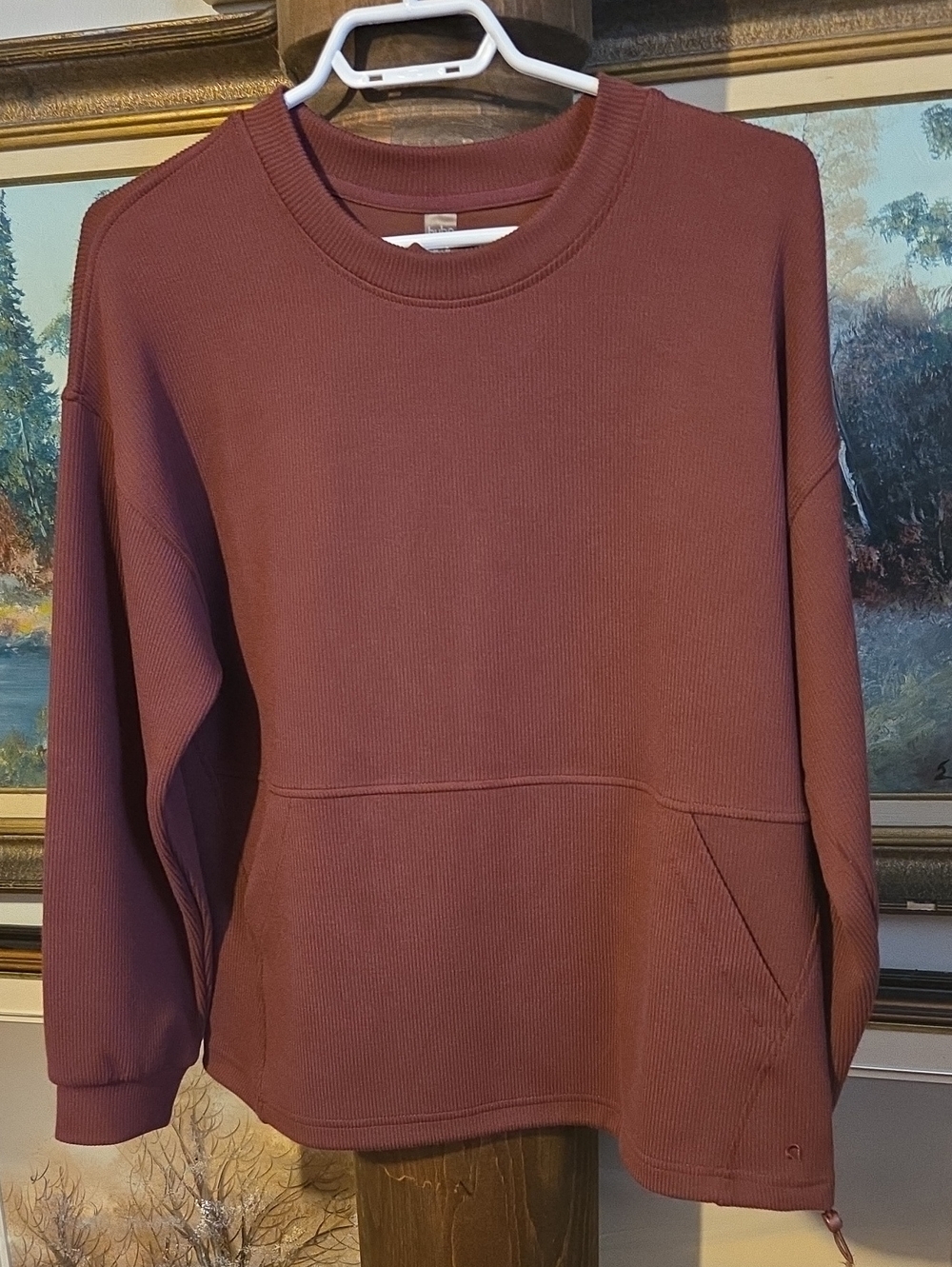 Mauve Ribbed Pullover Sweatshirt